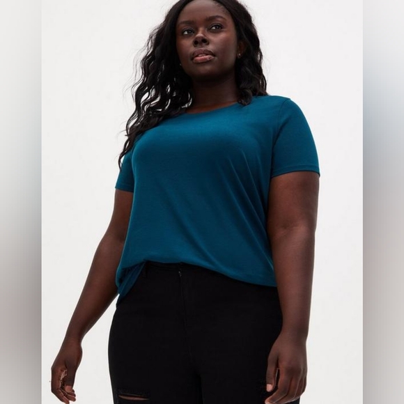 torrid Tops - Teal Everyday Signature Jersey Crew Neck Tee